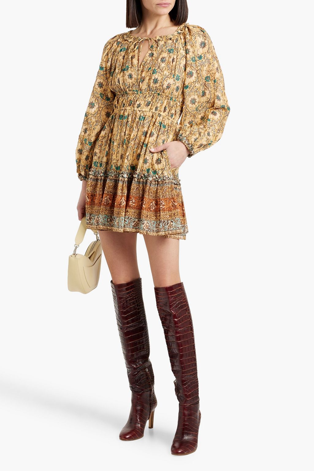 ULLA JOHNSON Val printed cotton-blend mini dress