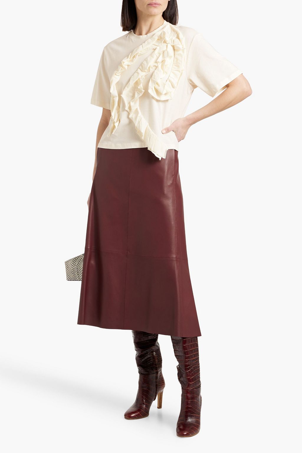 ULLA JOHNSON Aris ruffled cotton-jersey top