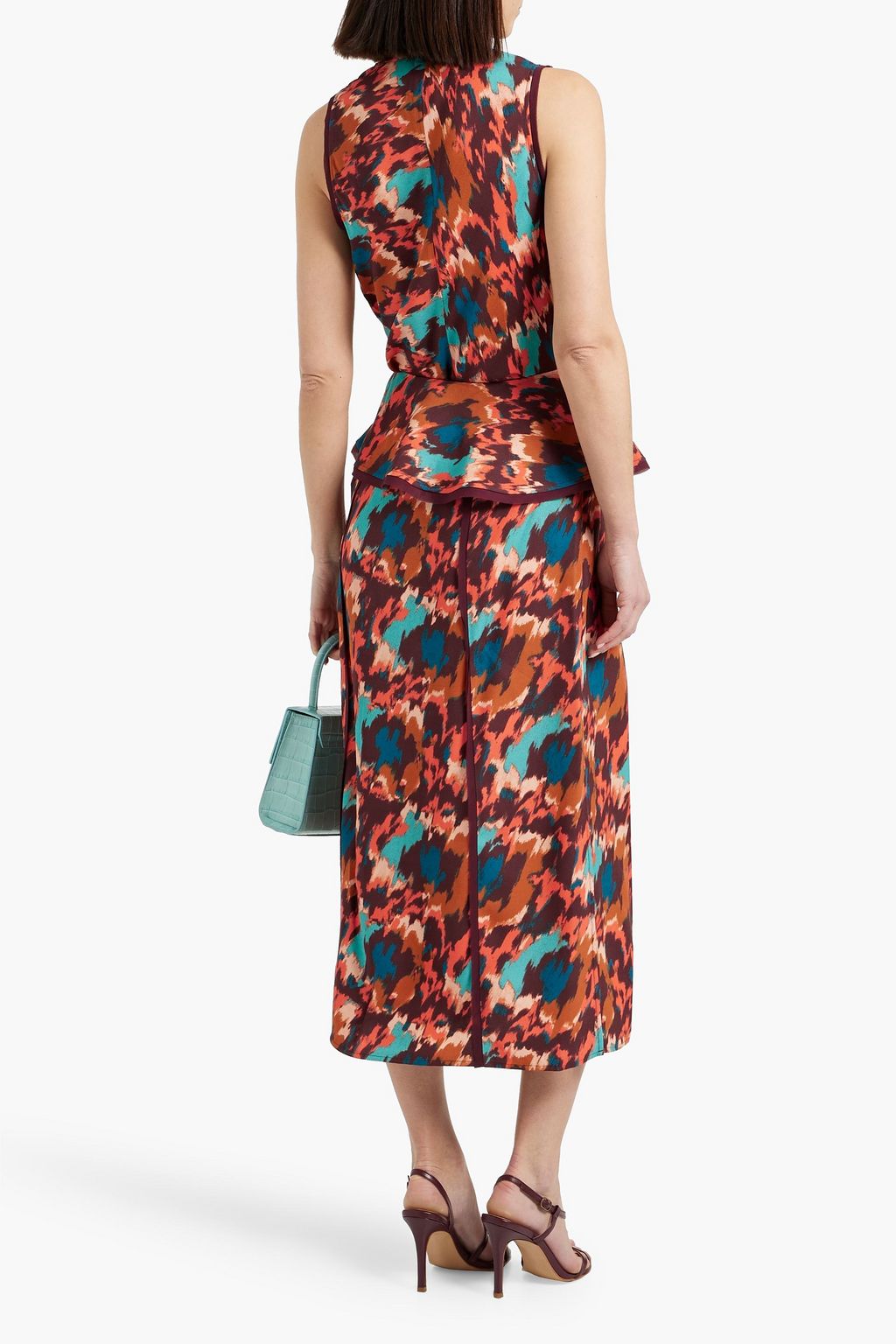 ULLA JOHNSON Danica draped printed crepe midi skirt
