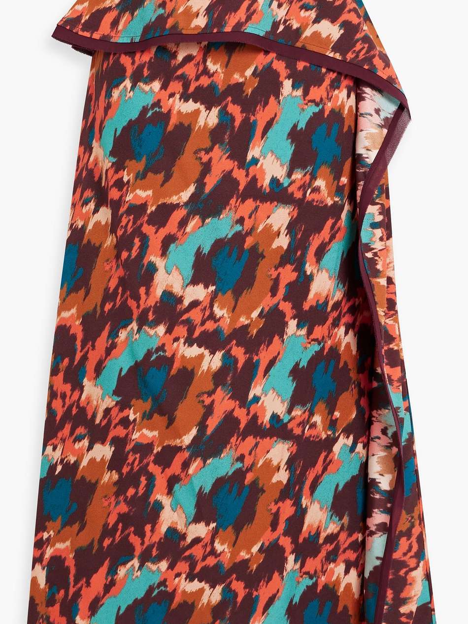 danica draped printed crepe midi skirt