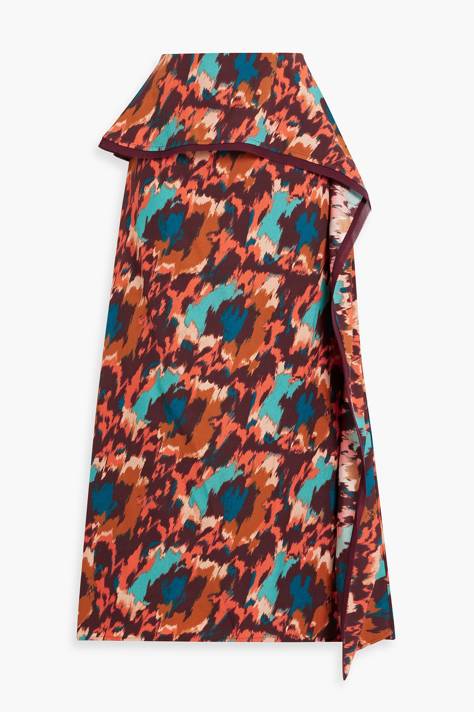Ulla Johnson Danica Draped Printed Crepe Midi Skirt