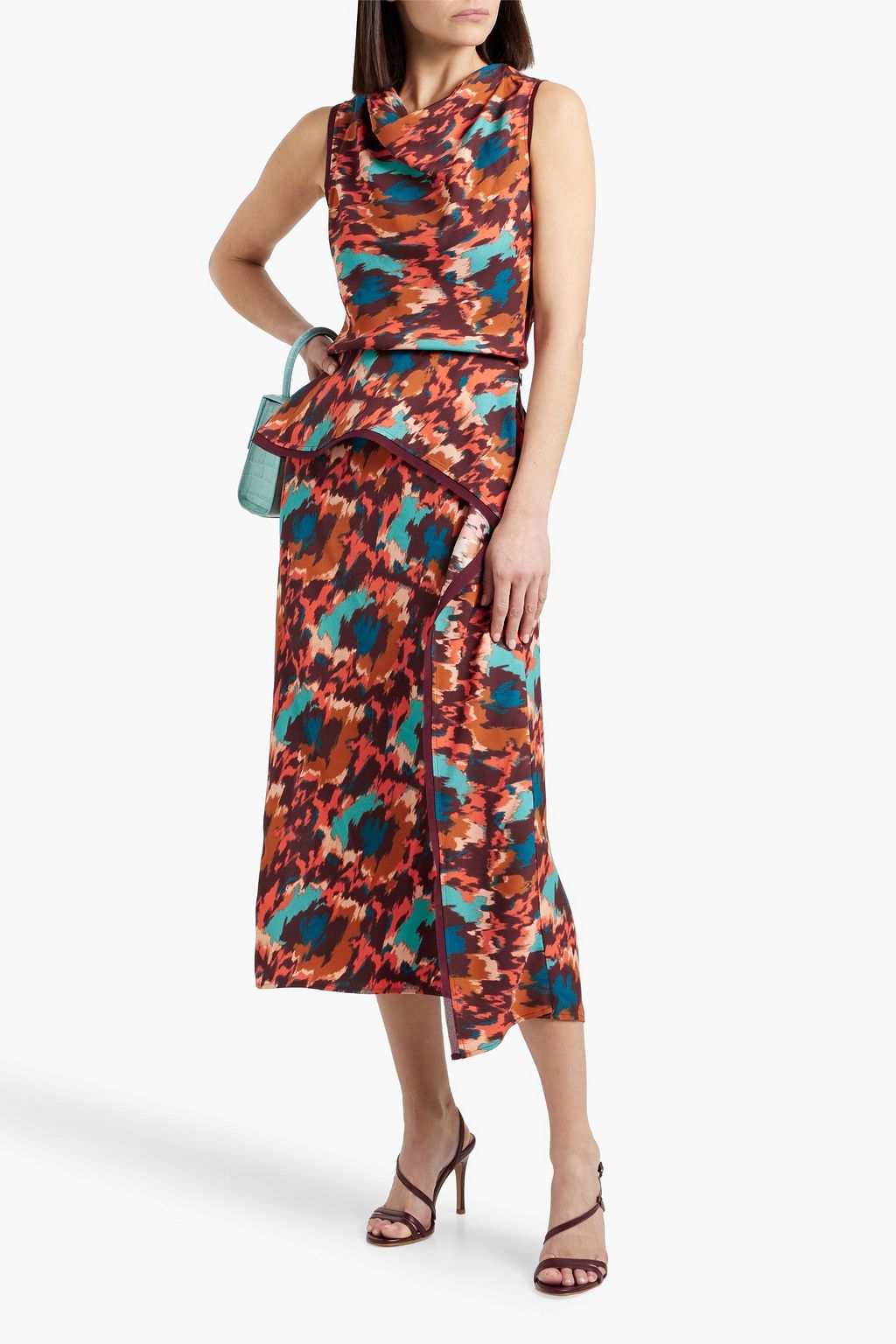ULLA JOHNSON Danica draped printed crepe midi skirt