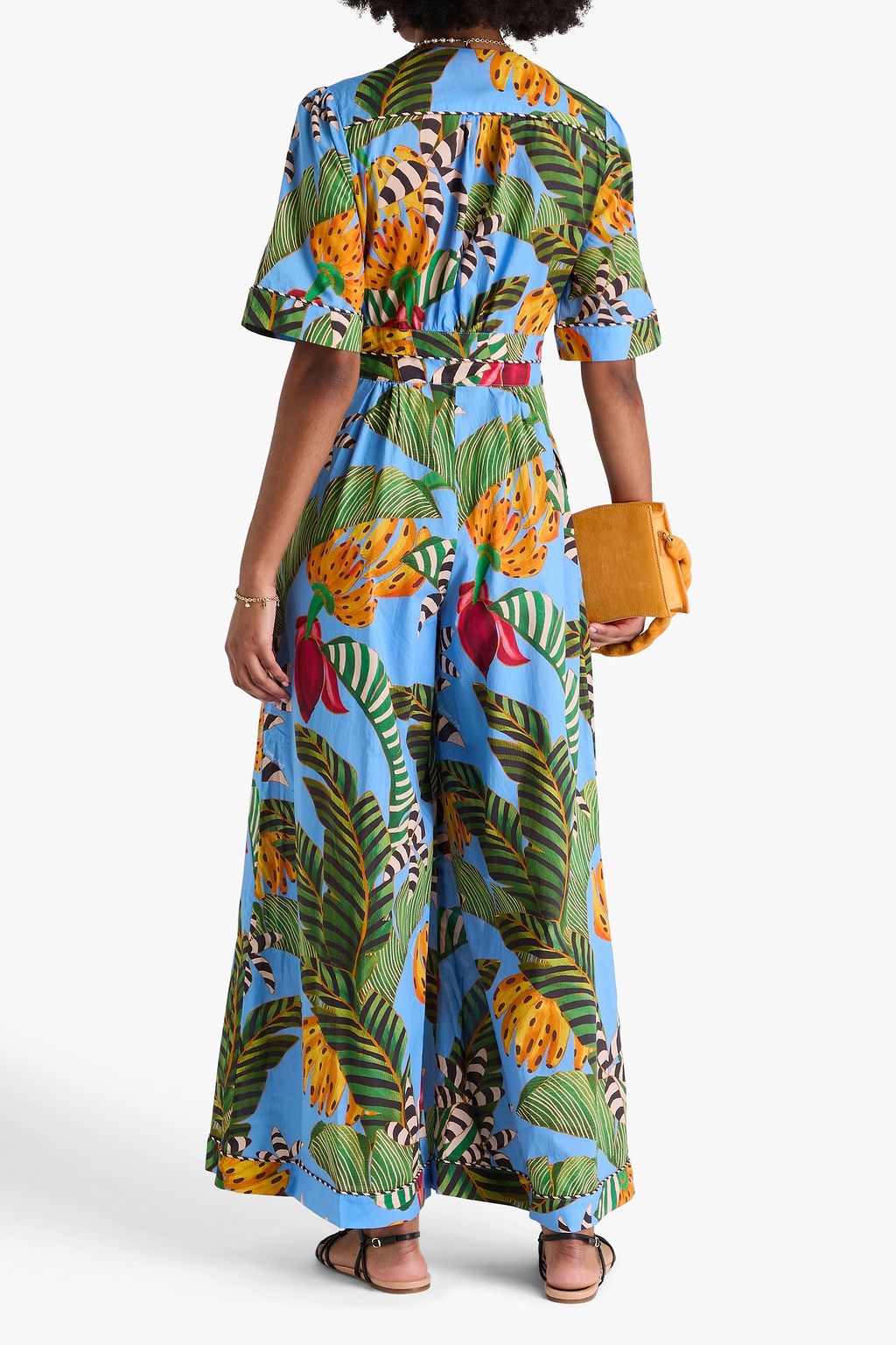 FARM RIO Floral-print cotton-voile wide-leg jumpsuit