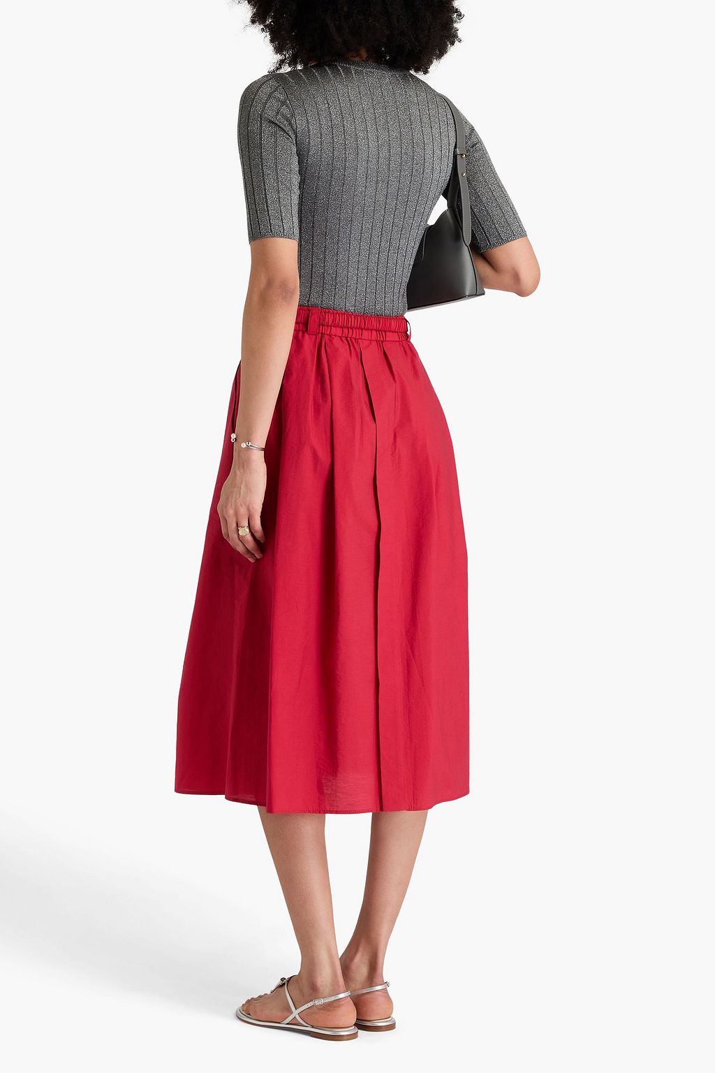 BRUNELLO CUCINELLI Ribbed metallic silk-blend top