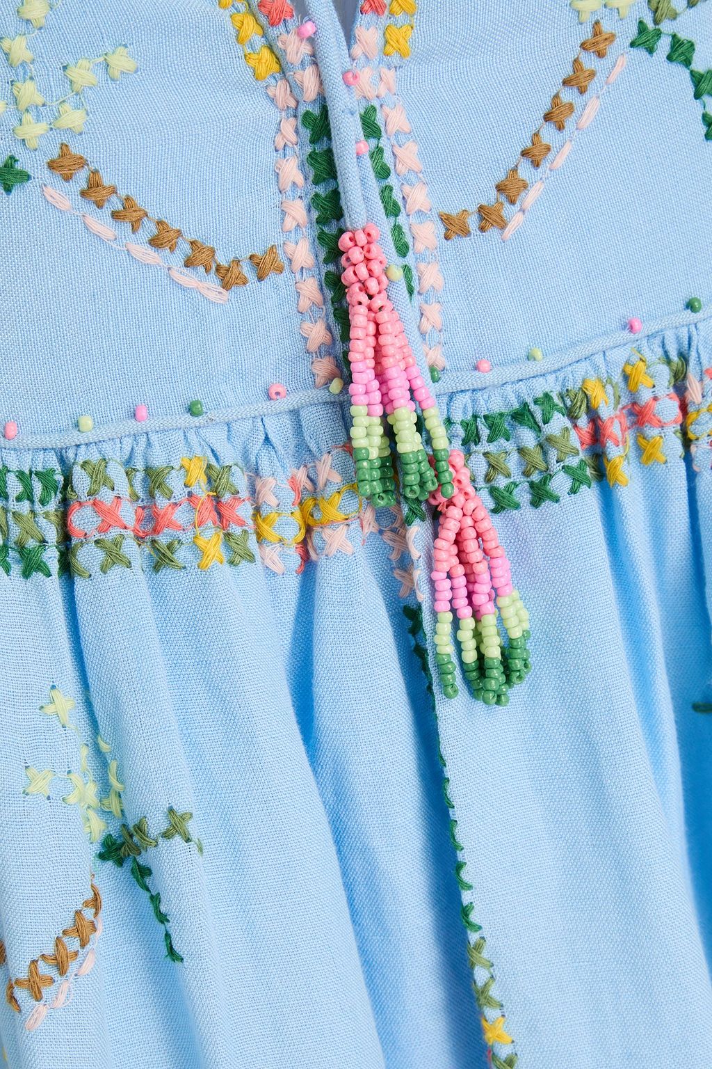 FARM RIO Maxikleid aus einer Leinenmischung mit Verzierung