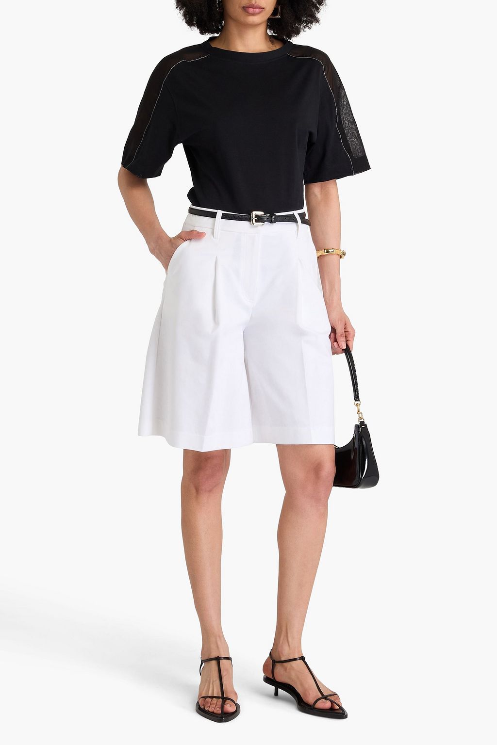 BRUNELLO CUCINELLI コットンジャージー Tシャツ ビーズ付き
