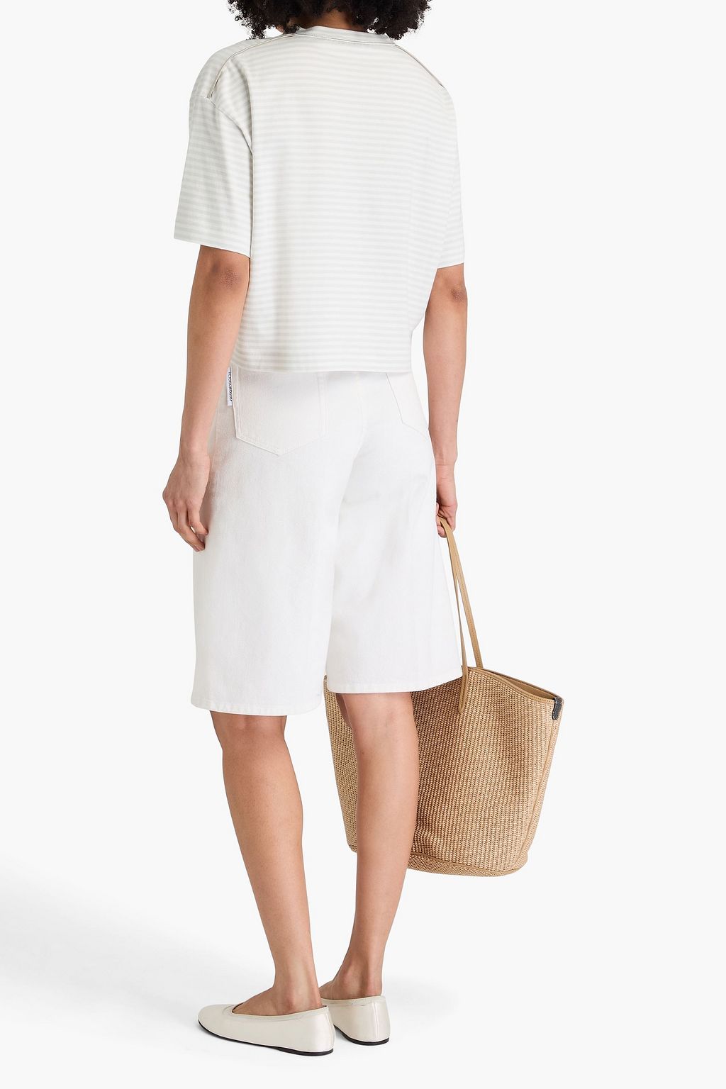 BRUNELLO CUCINELLI コットンジャージー Tシャツ ビーズ付き ストライプ