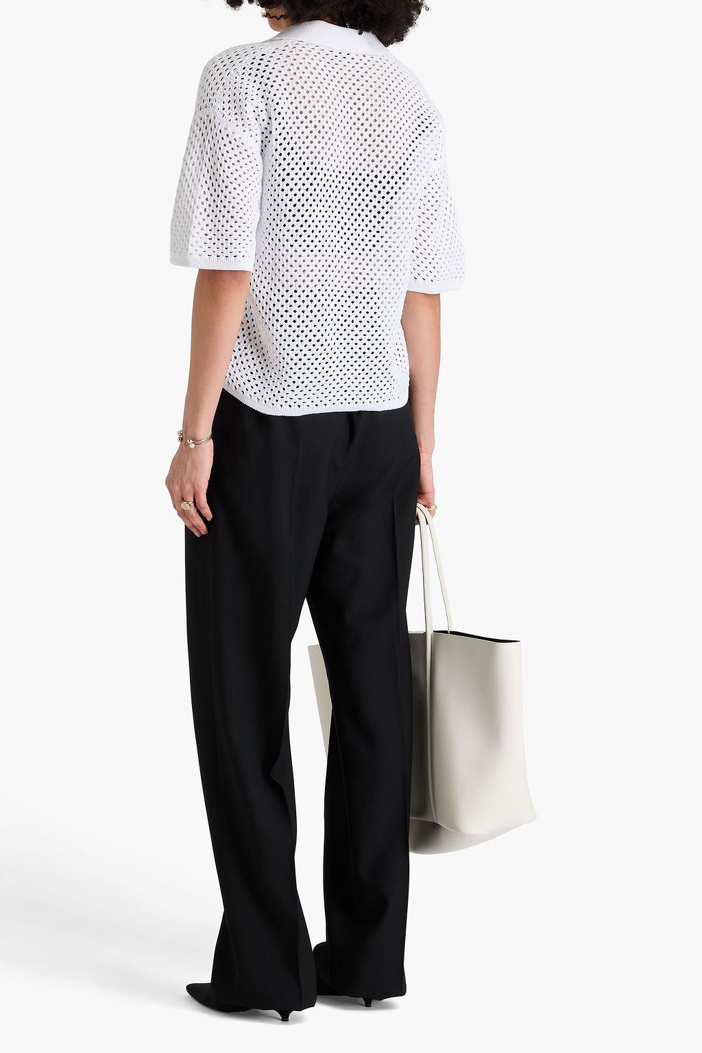 BRUNELLO CUCINELLI オープンニット コットン ポロセーター