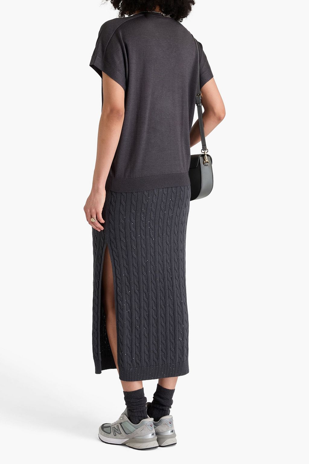 BRUNELLO CUCINELLI Bead-embellished cashmere and silk-blend top