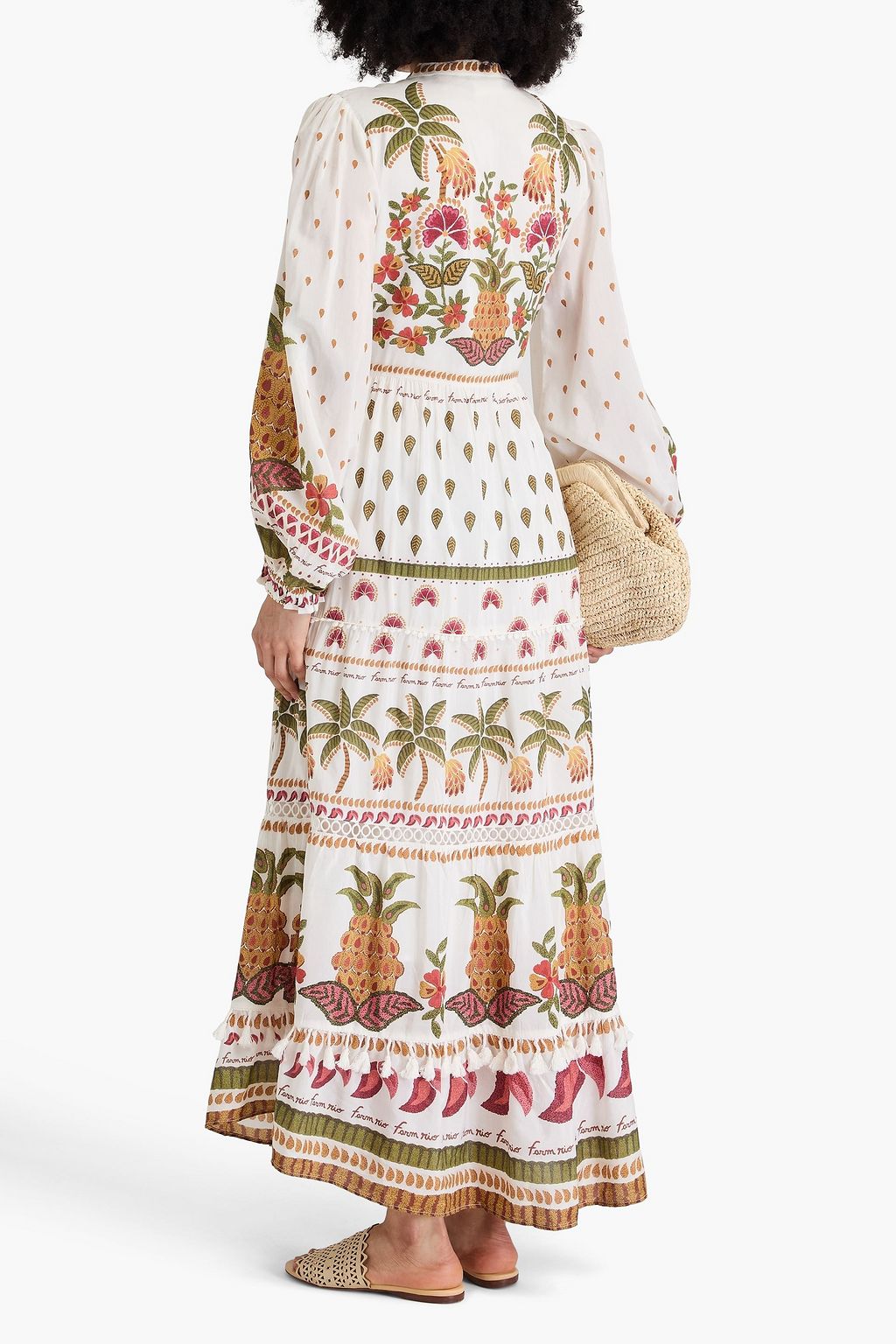 FARM RIO Embellished cotton-blend twill maxi dress