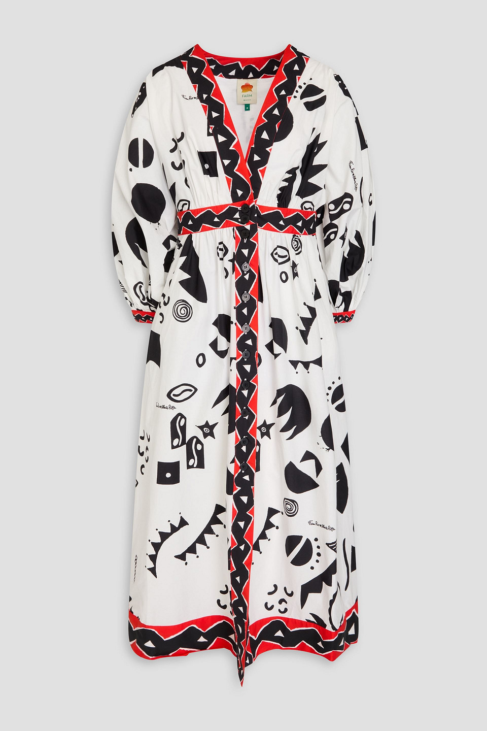 Farm Rio Printed Cotton-poplin Midi Dress
