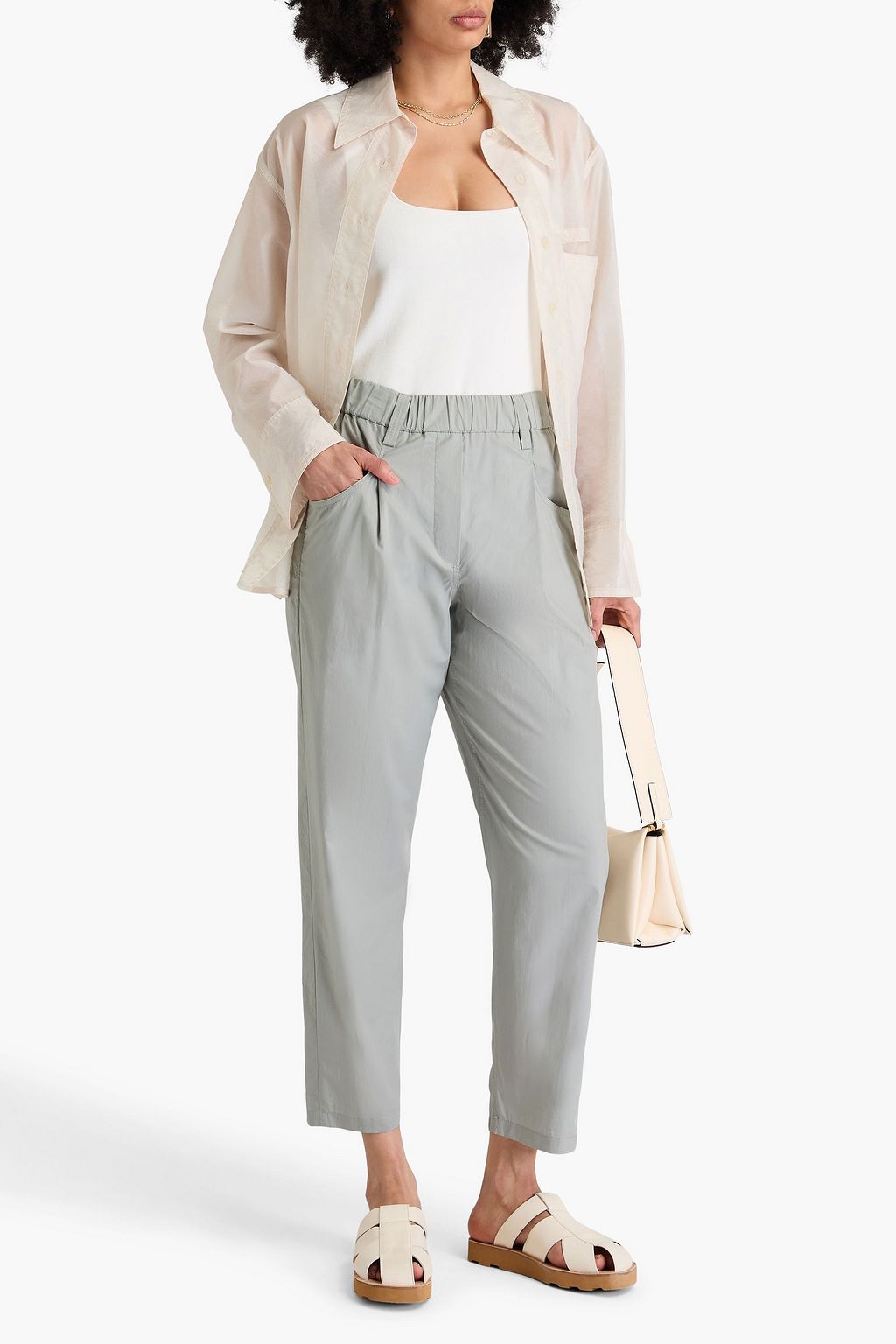 BRUNELLO CUCINELLI コットンポプリン テーパードパンツ