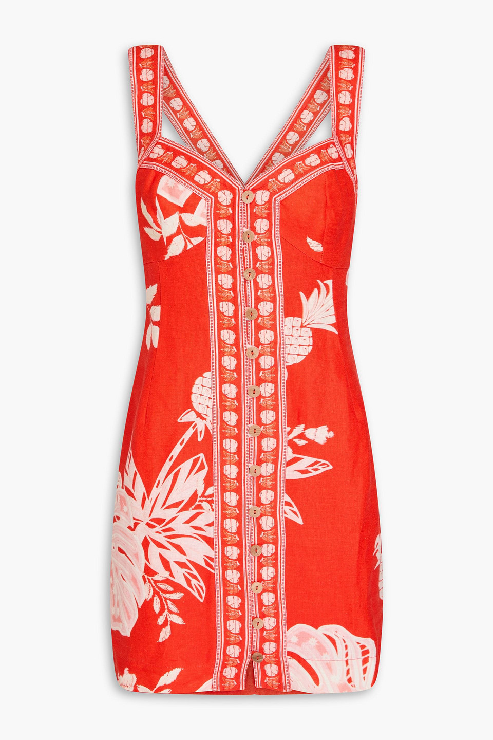 Farm Rio Minikleid Aus Leinen Mit Floralem Print In Red