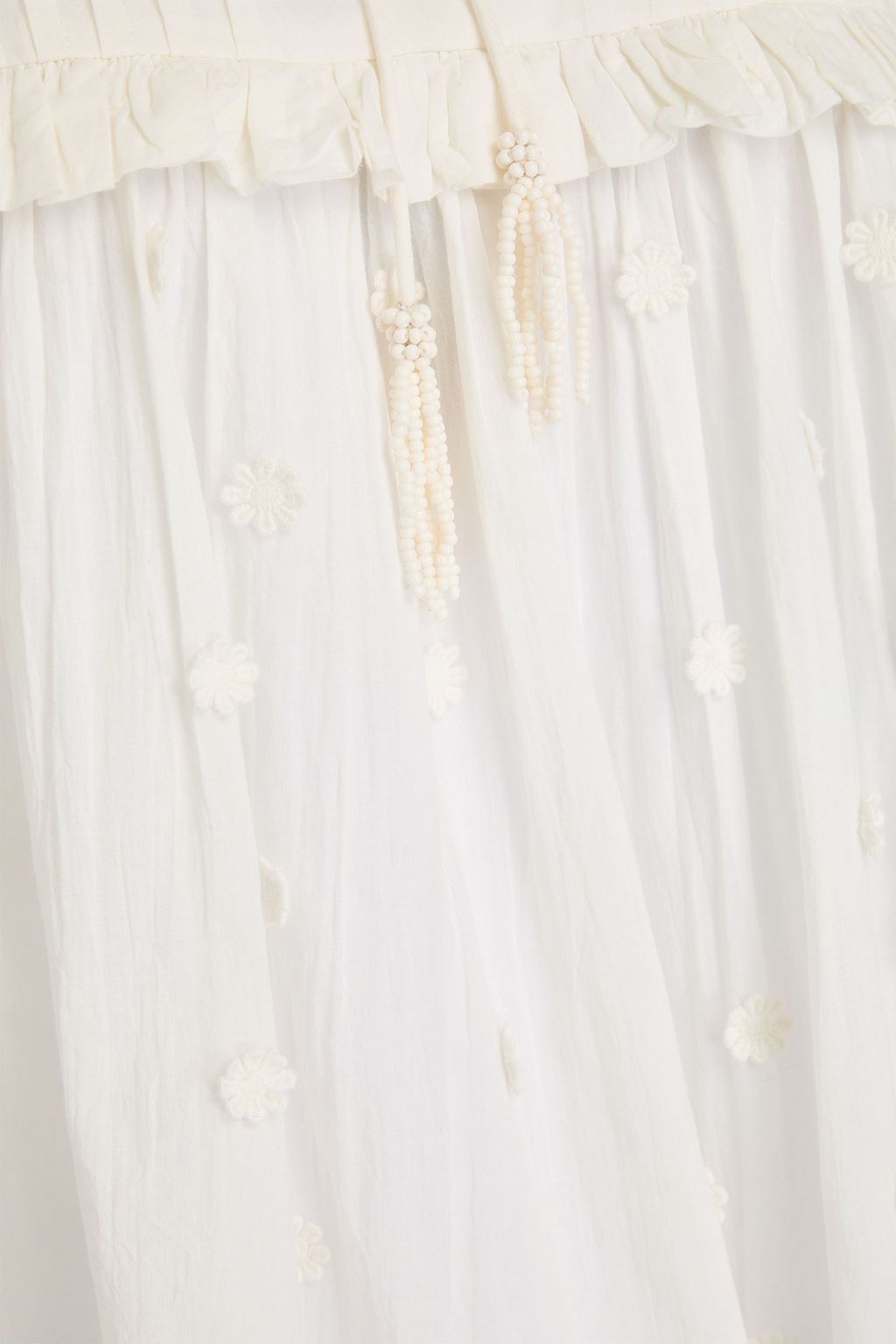 FARM RIO Ruffled floral-appliquéd cotton blouse