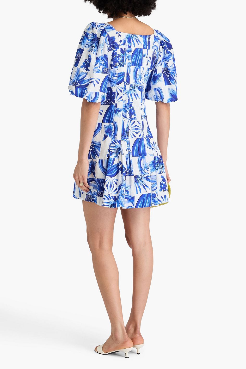 FARM RIO Minikleid aus einer Leinenmischung mit Print und Falten