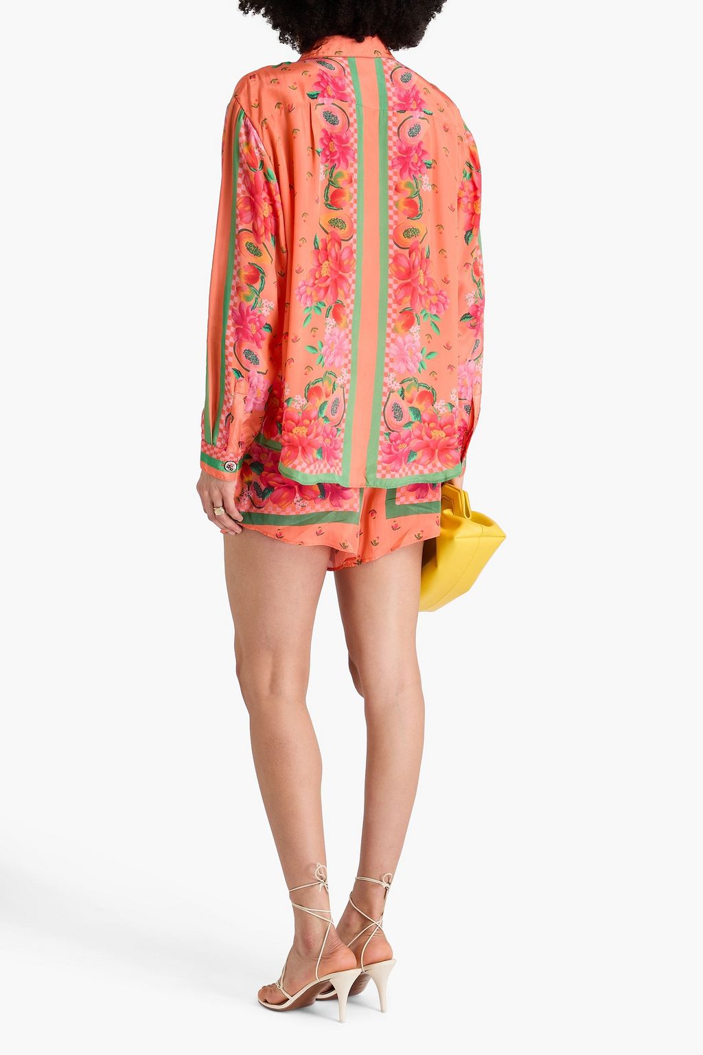 FARM RIO Floral-print satin shirt