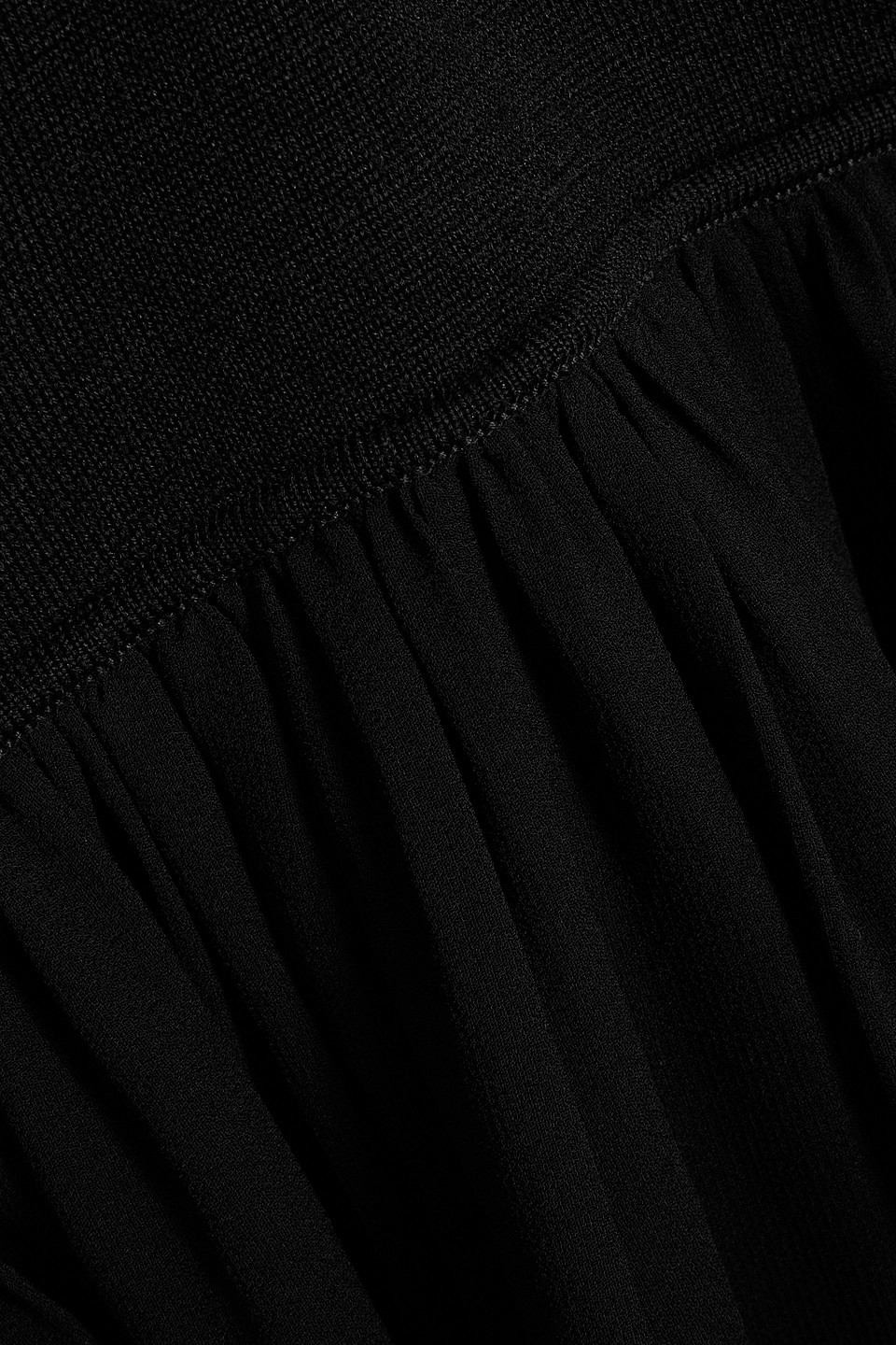 Ulla Johnson Liana Chiffon-paneled Wool And Silk-blend Turtleneck Top In Black