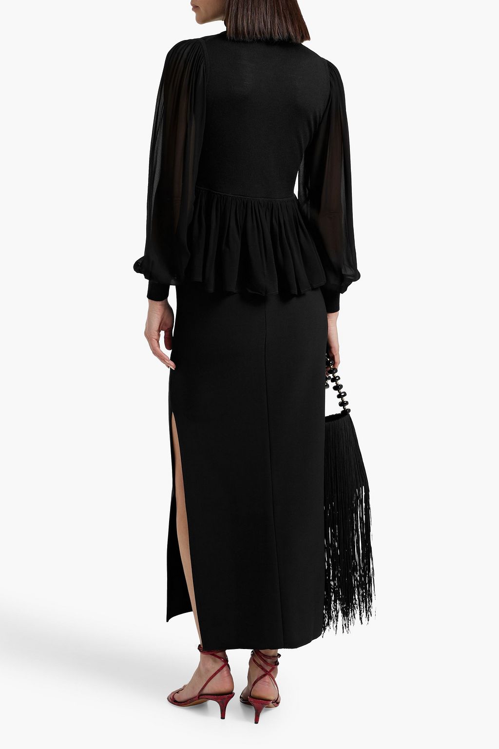 ULLA JOHNSON Liana chiffon-paneled wool and silk-blend turtleneck top