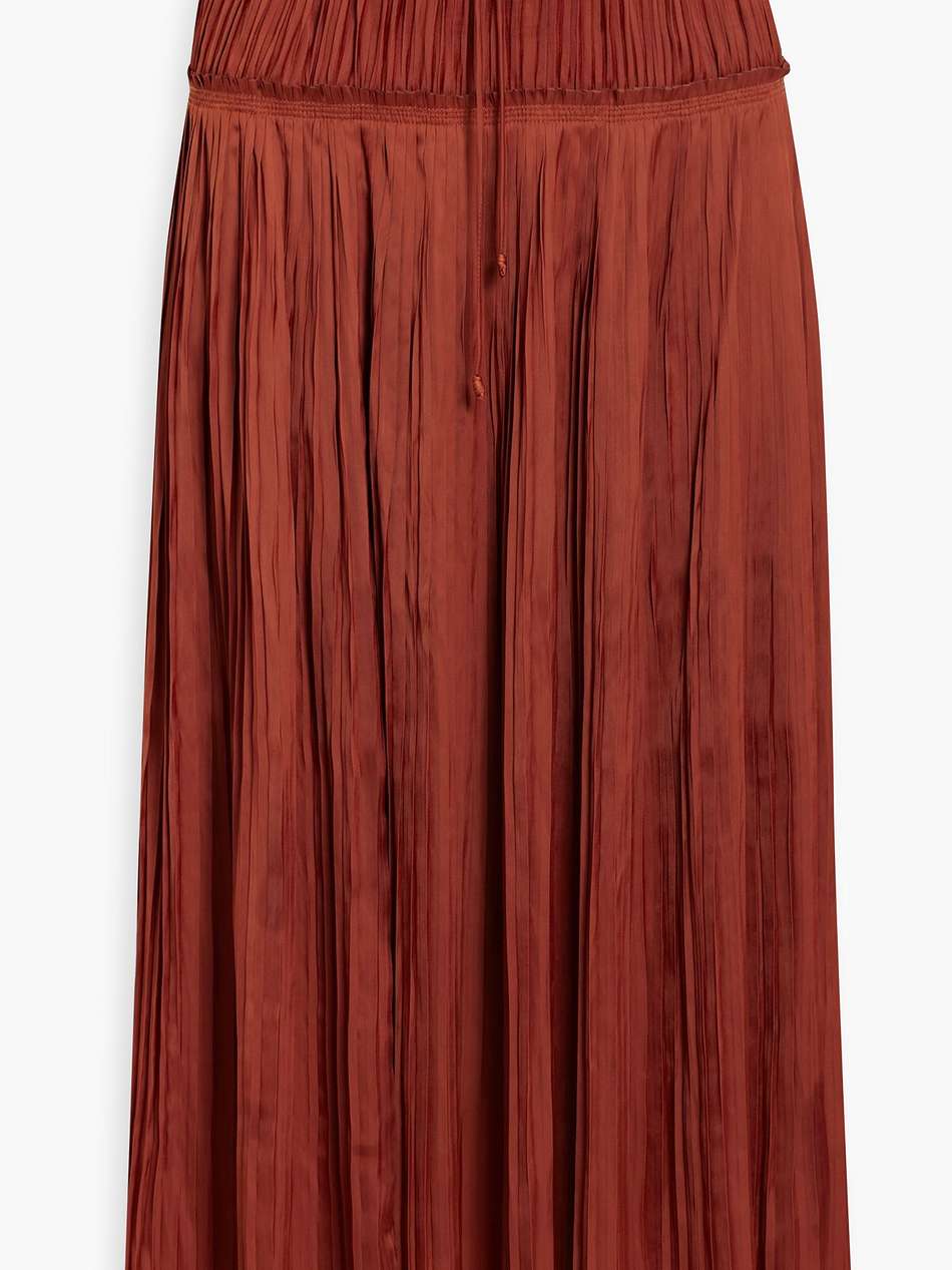 malia pleated satin midi skirt