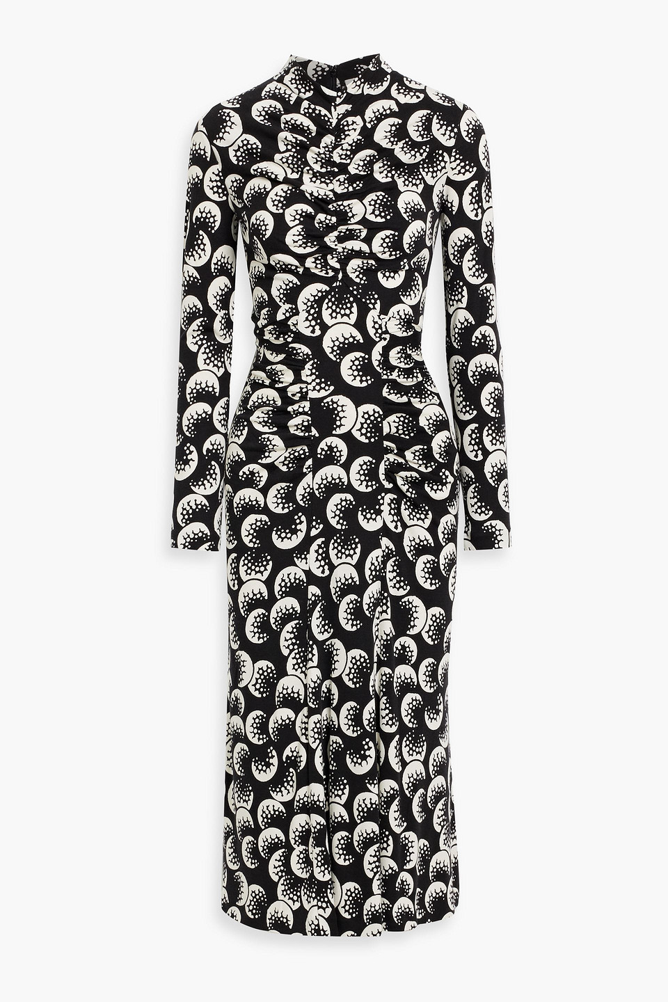Diane Von Furstenberg Emanuelle Ruched Printed Lyocell And Wool-blend Midi Dress