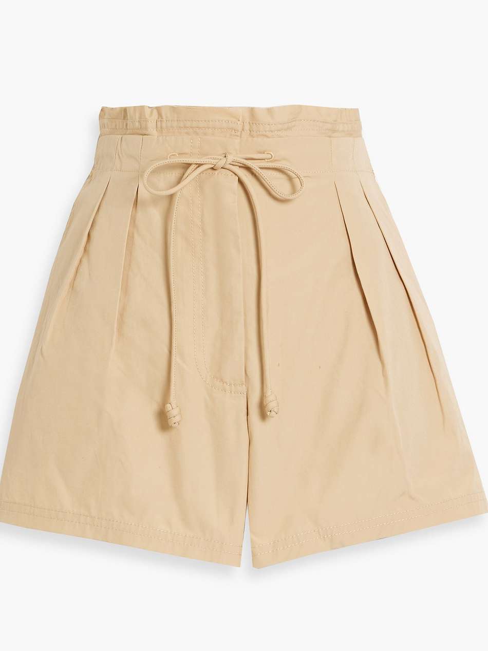 camryn pleated cotton-poplin shorts