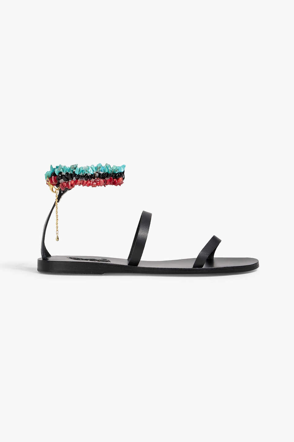 Ancient Greek Sandals Smirni Embellished Leather Sandals In Black