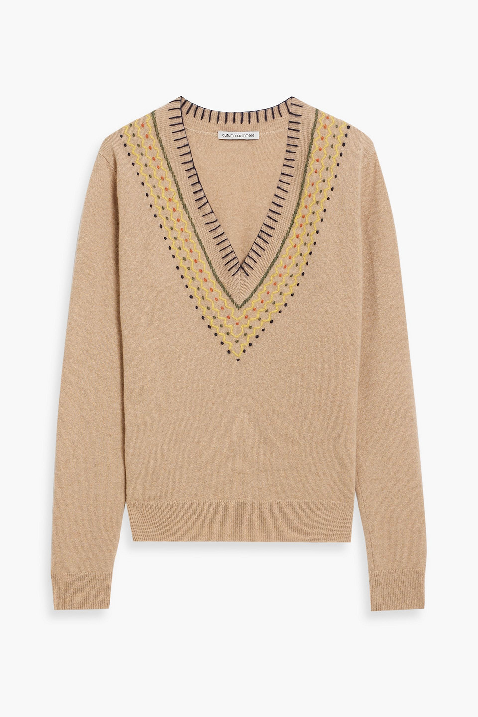 Autumn Cashmere Embroidered Cashmere Sweater In Neutral
