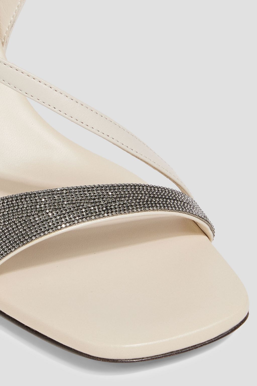 BRUNELLO CUCINELLI Bead-embellished leather slingback sandals