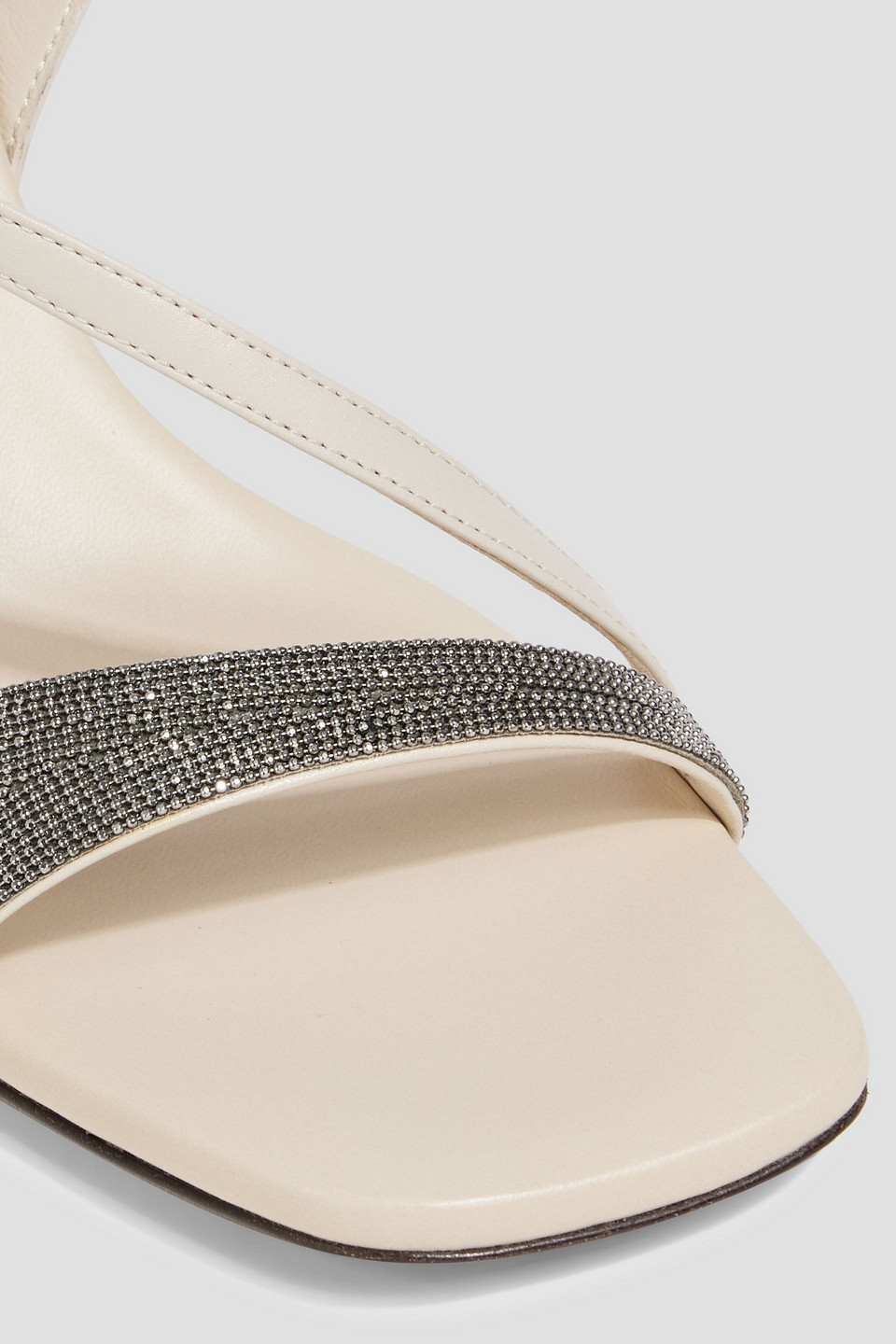 Brunello Cucinelli Bead-embellished Leather Slingback Sandals