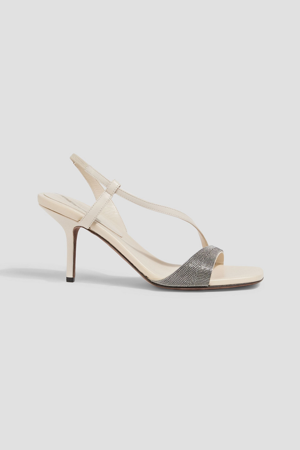 Brunello Cucinelli Bead-embellished Leather Slingback Sandals