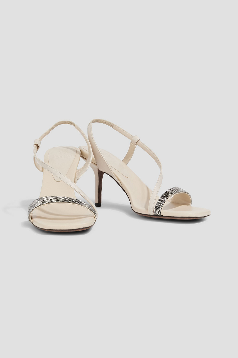 Brunello Cucinelli Bead-embellished Leather Slingback Sandals