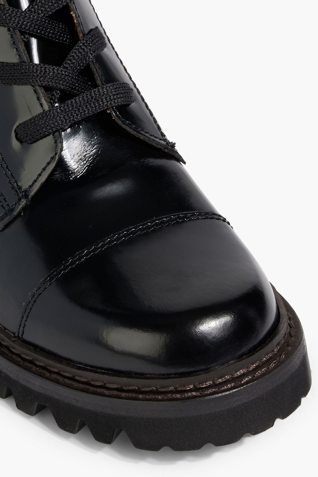 SEE BY CHLOÉ Mallory buckled glossed-leather combat boots