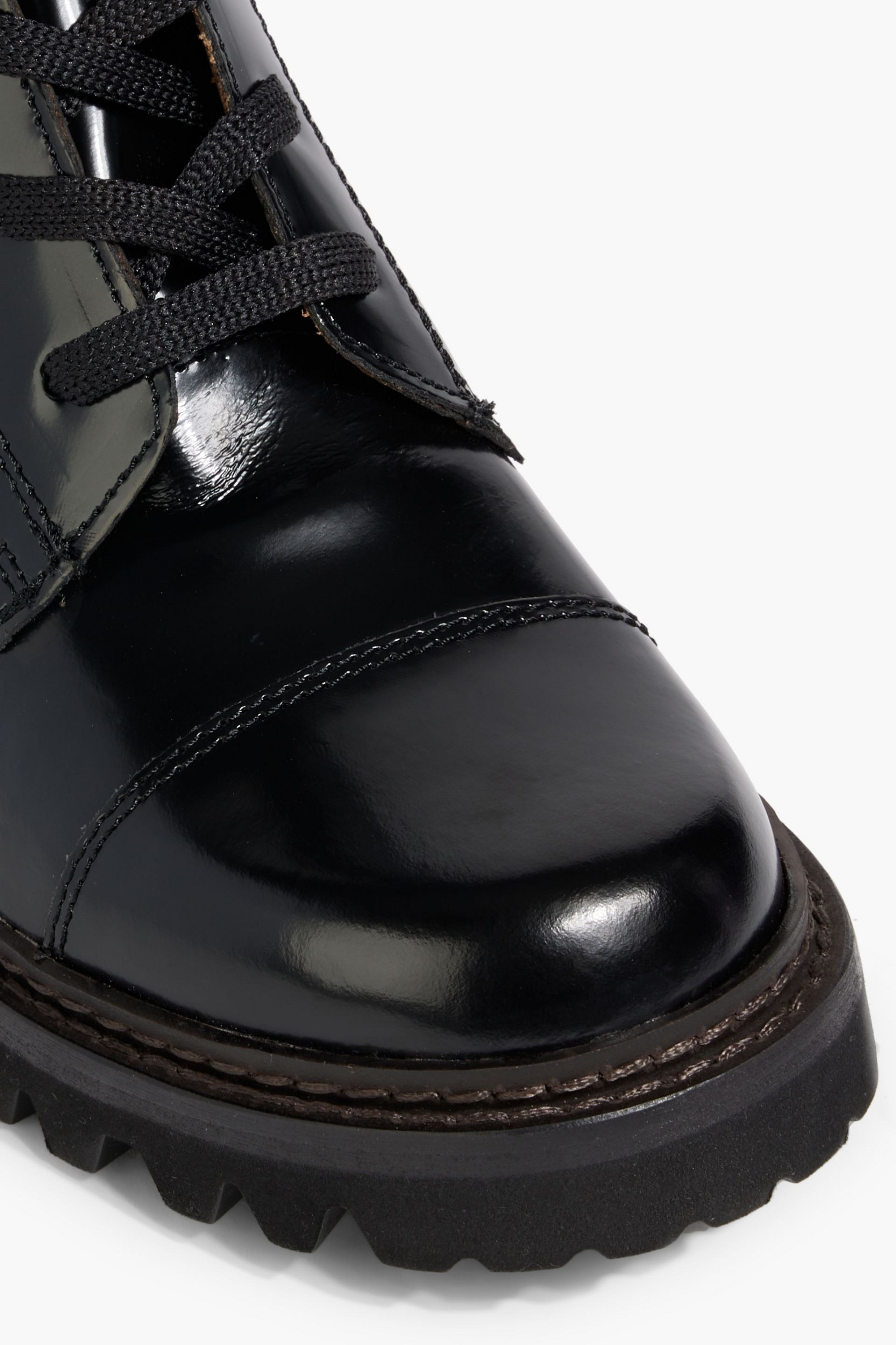 See By Chloé Mallory buckled glossed-leather combat boots