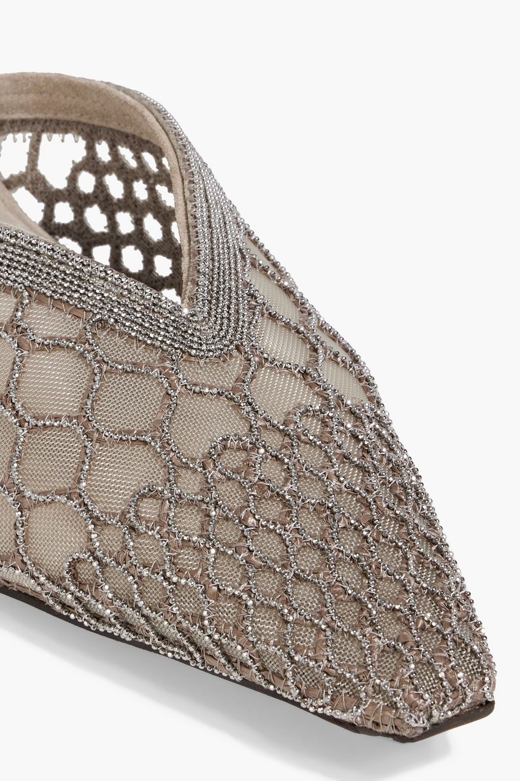 BRUNELLO CUCINELLI Bead-embellished mesh slippers