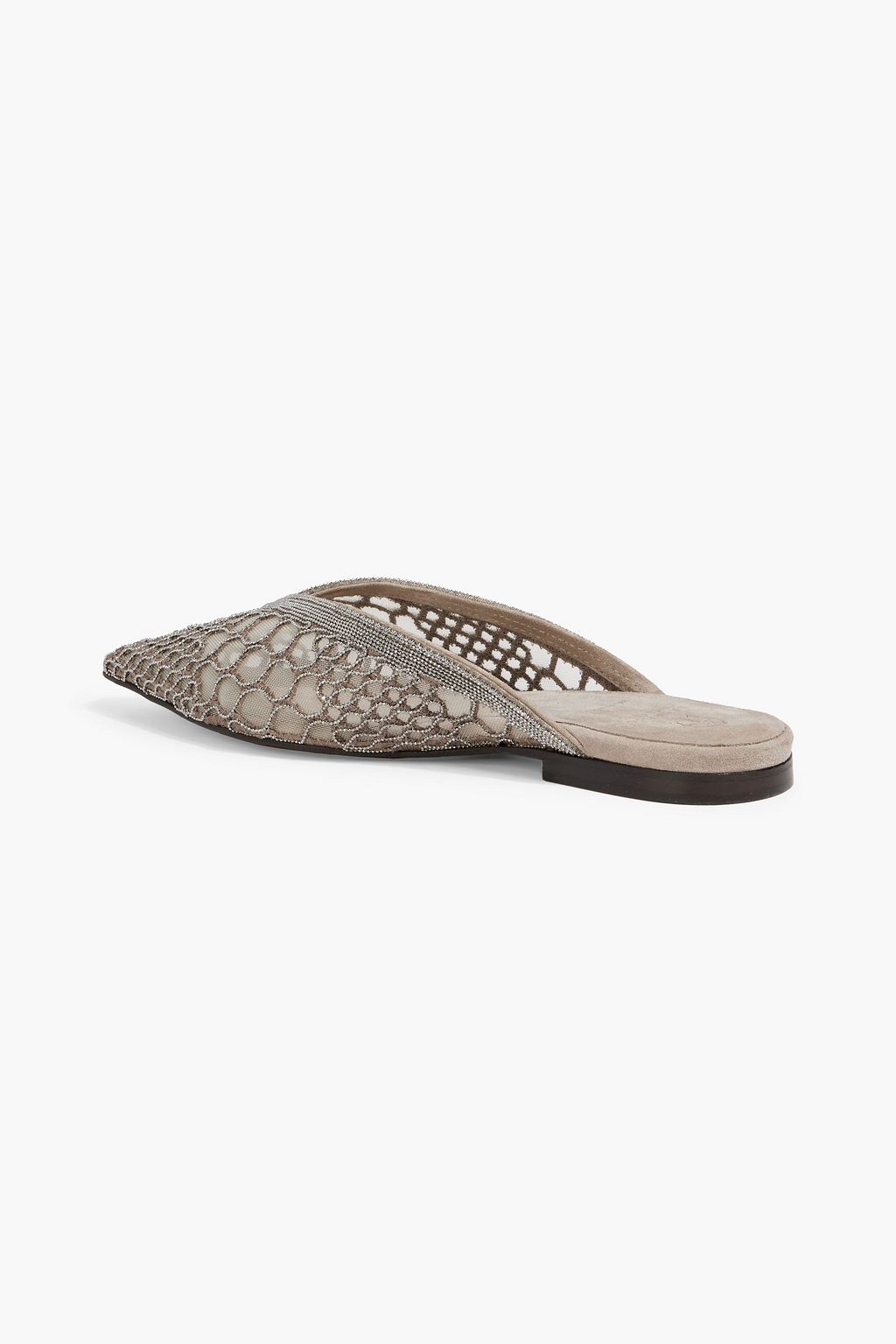 BRUNELLO CUCINELLI Bead-embellished mesh slippers