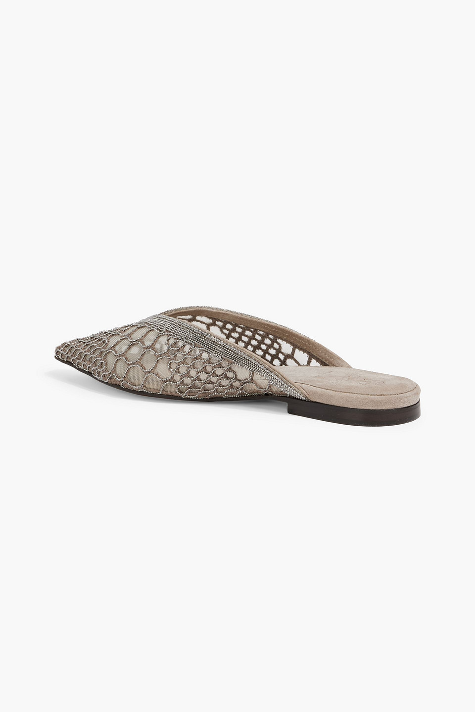  Brunello Cucinelli - Slippers Aus Mesh Mit Zierperlen - Neutral - Eu 36 