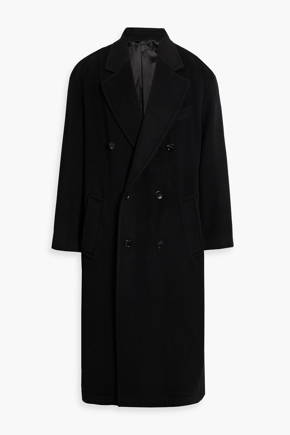 Tom Ford Double-breasted Wool-felt Coat In Black
