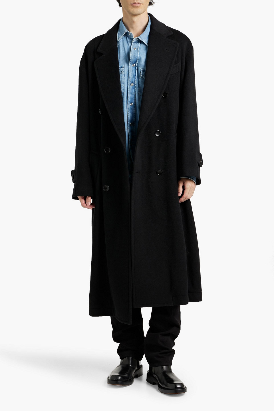 Tom Ford Double-breasted Wool-felt Coat In Black