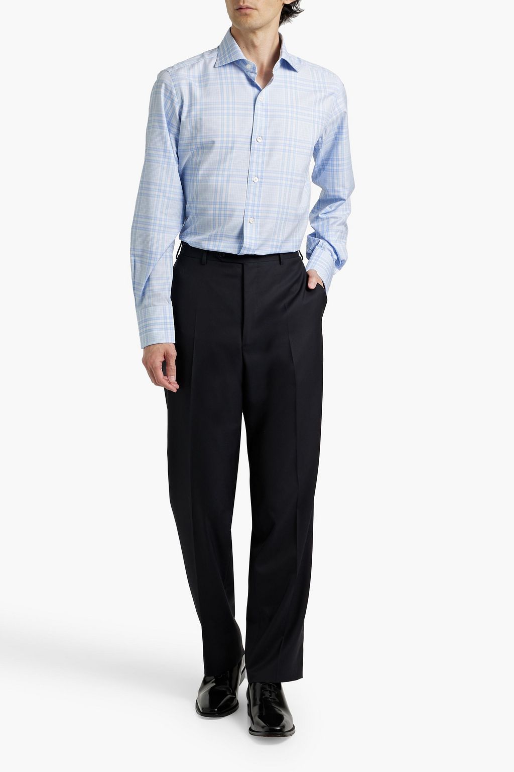 TOM FORD Checked cotton and Lyocell-blend shirt
