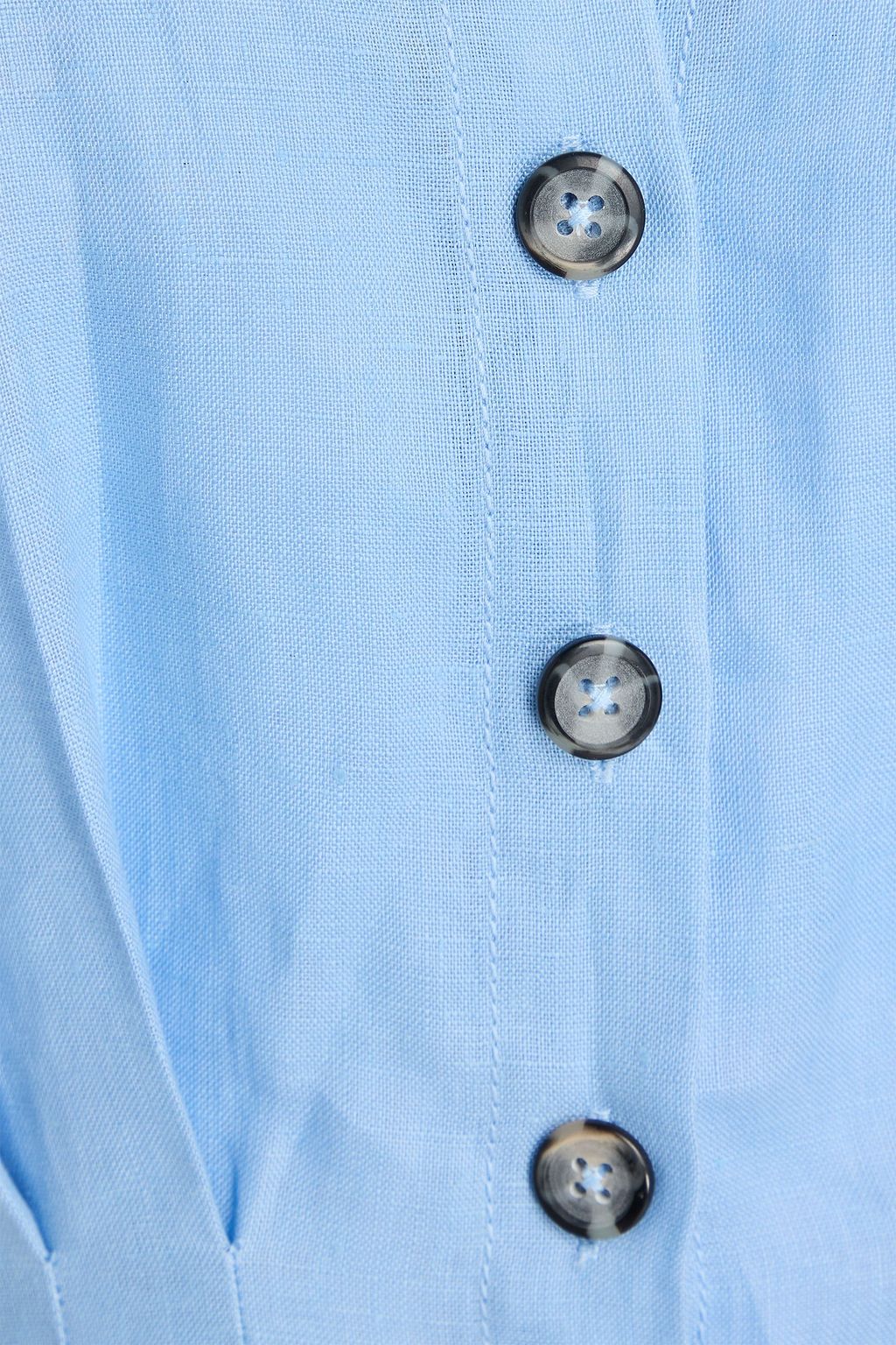 SALONI Pleated linen mini shirt dress