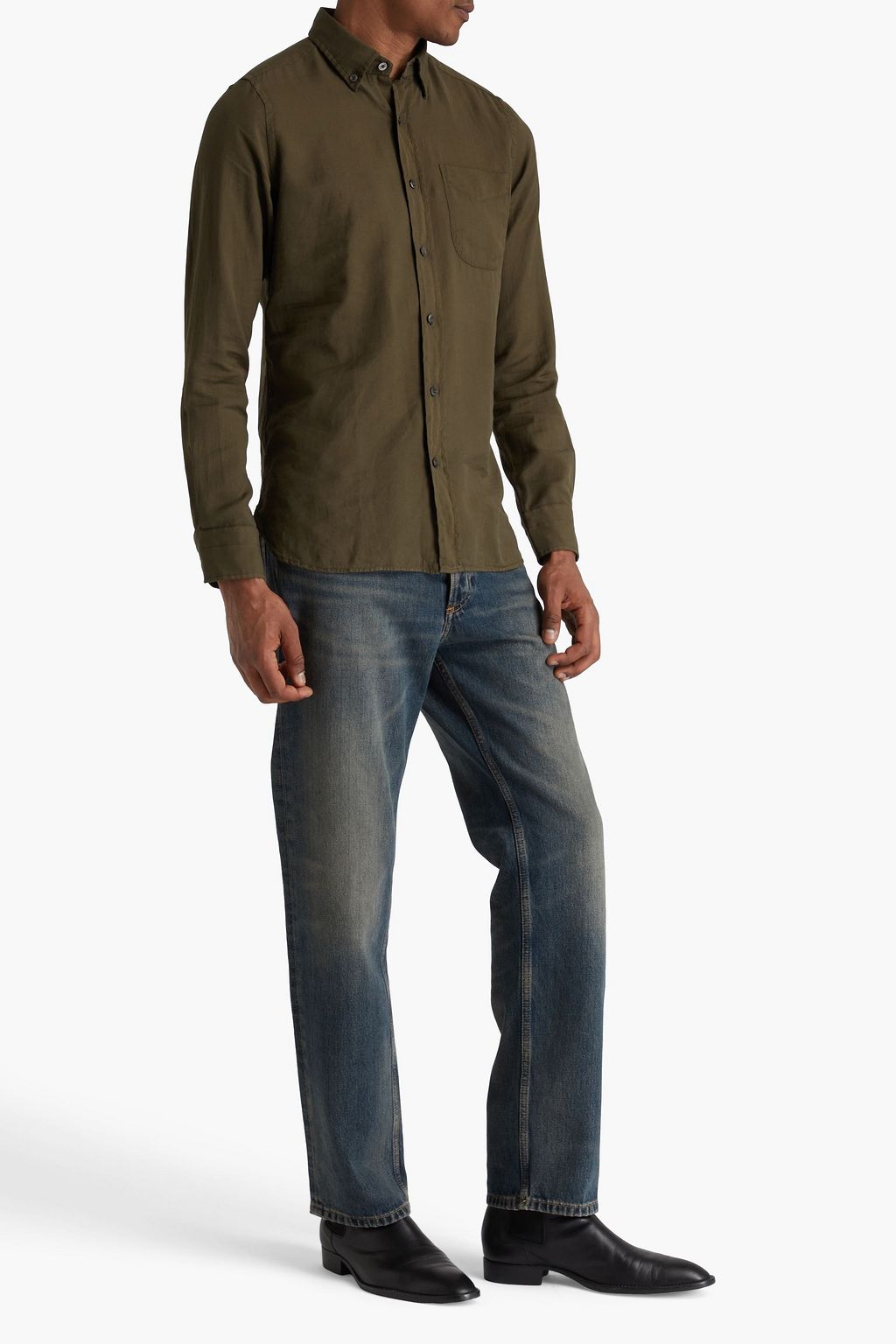 TOM FORD Cotton and cashmere-blend twill shirt