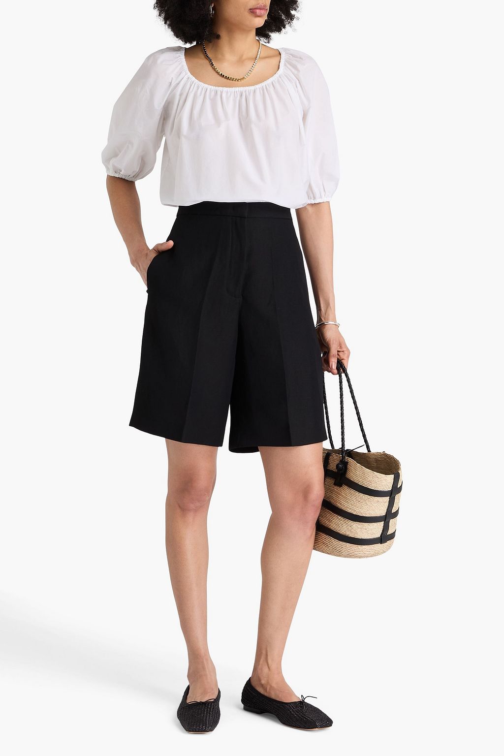 THEORY Cotton-blend poplin blouse