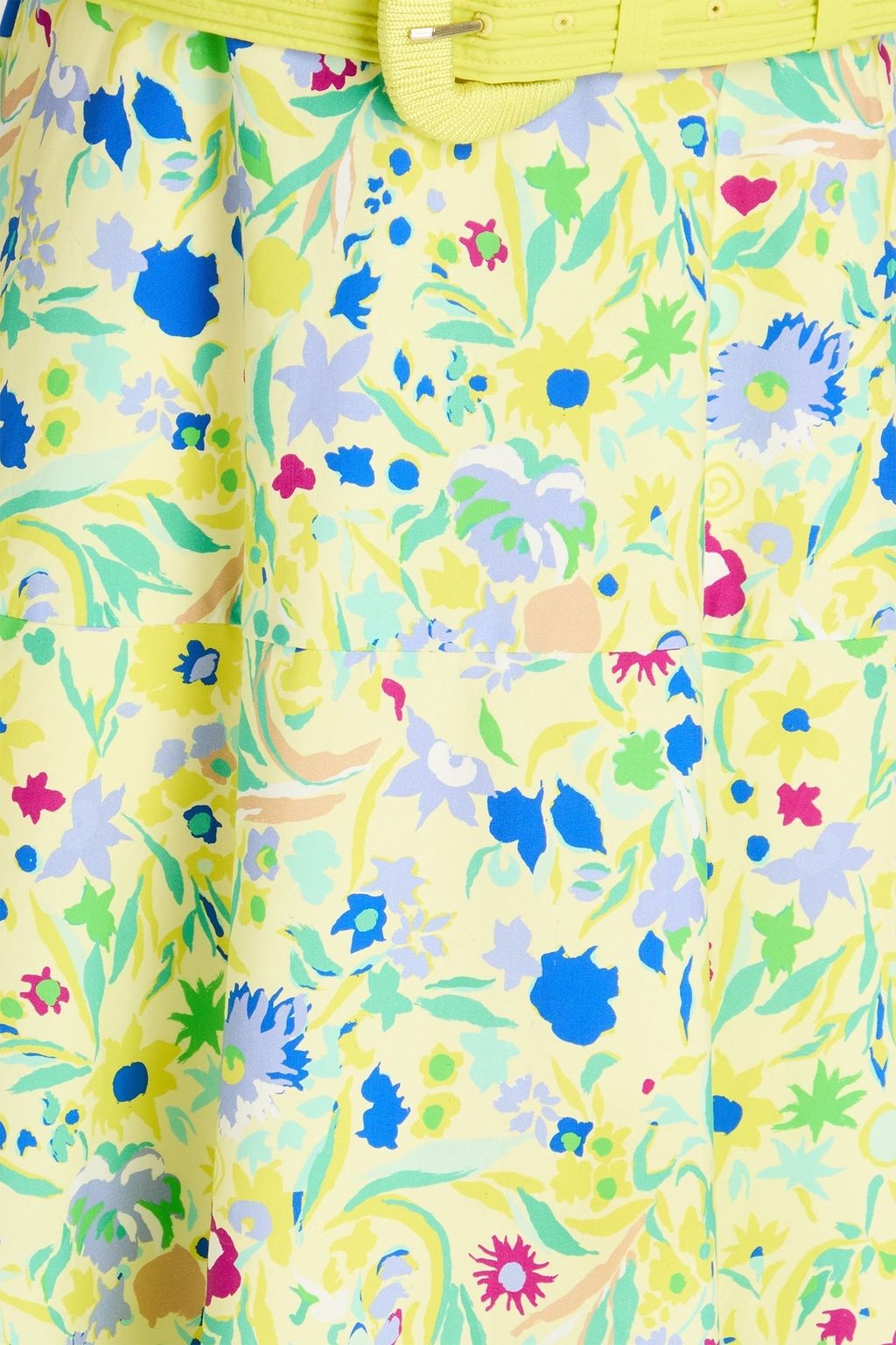 SALONI Belted printed cotton-poplin midi dress