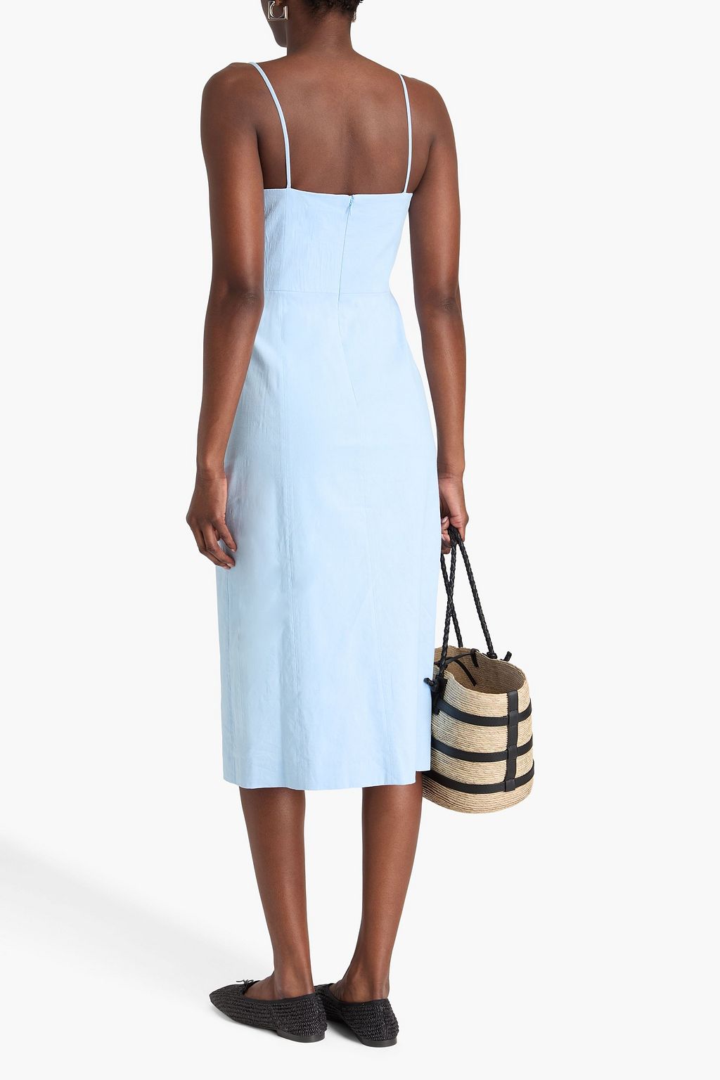 THEORY Linen-blend crepe midi dress