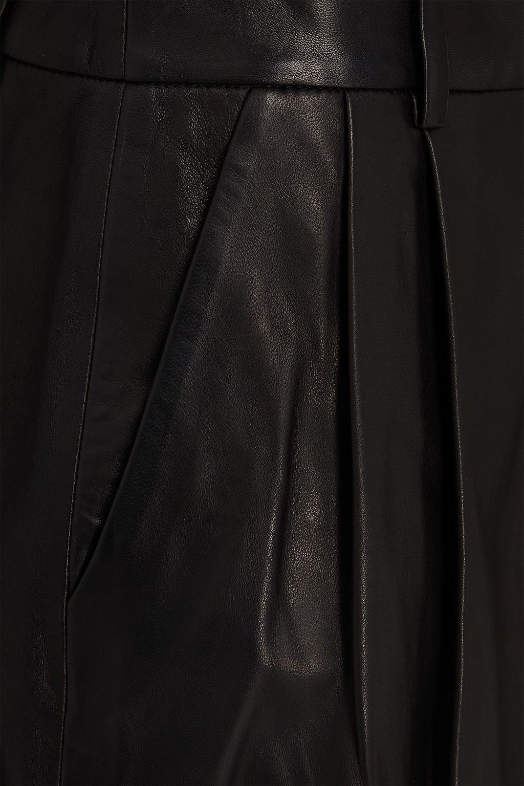 THEORY Pleated leather mini skirt