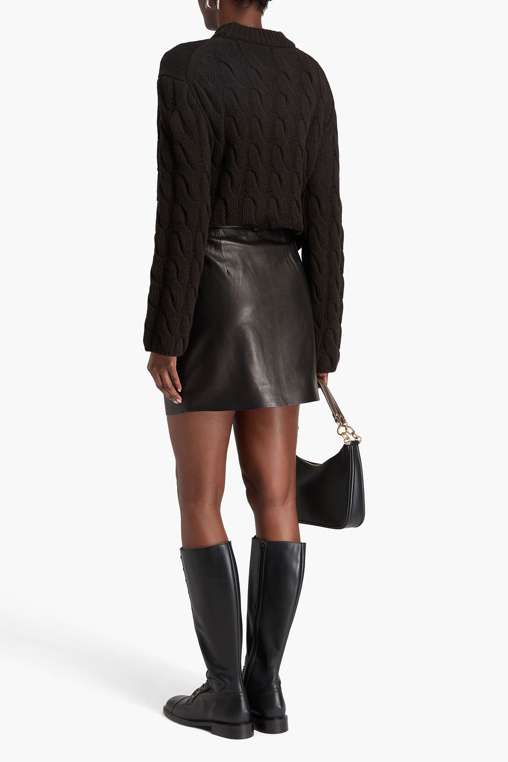 THEORY Pleated leather mini skirt