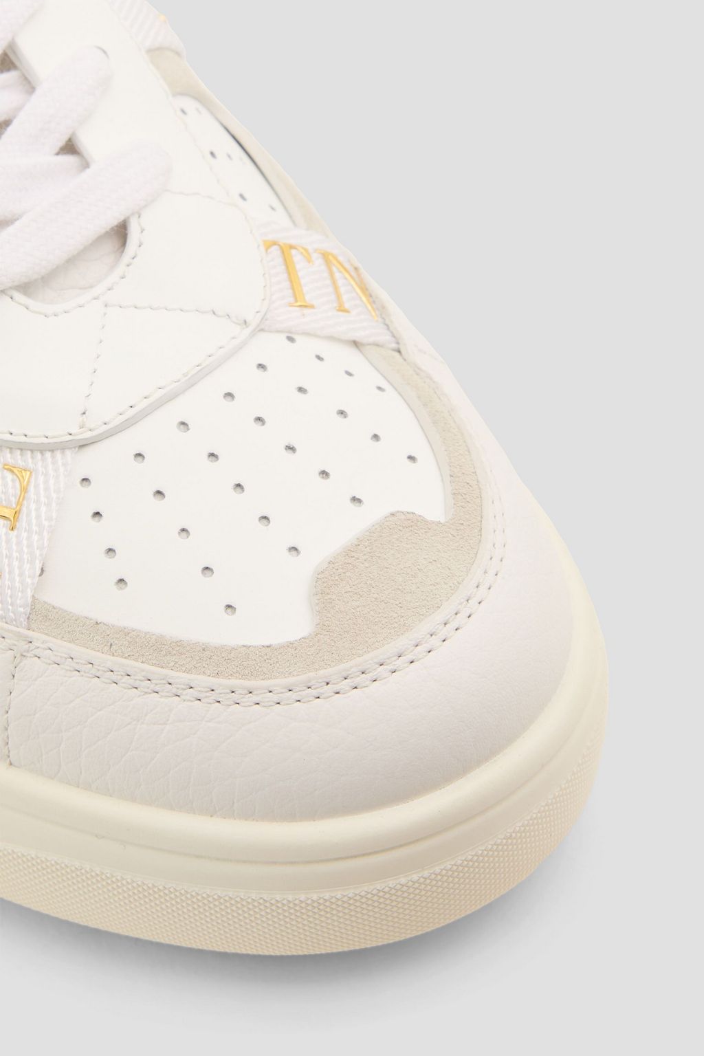 VALENTINO GARAVANI VLTN appliquéd smooth and pebbled-leather sneakers