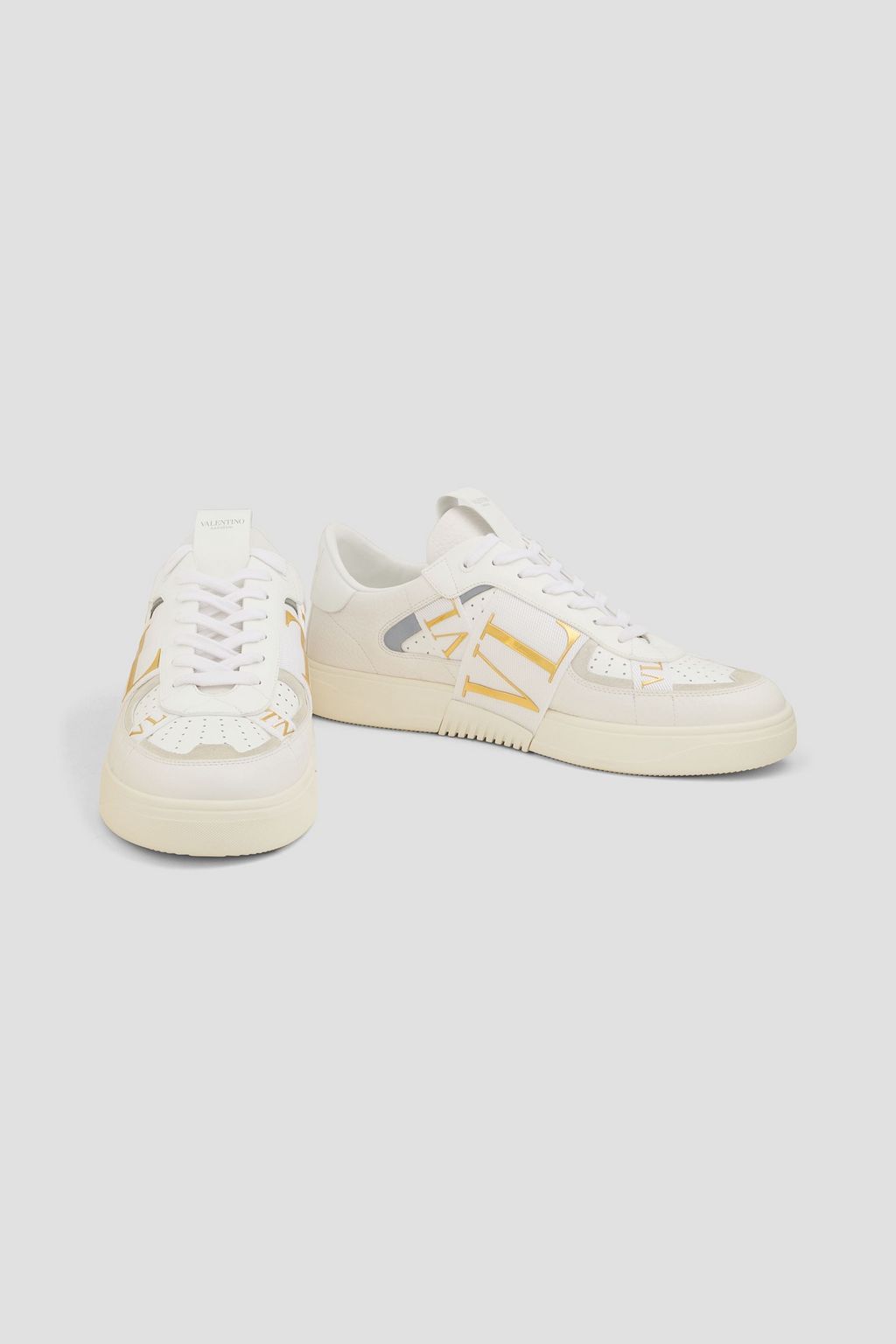 VALENTINO GARAVANI VLTN appliquéd smooth and pebbled-leather sneakers