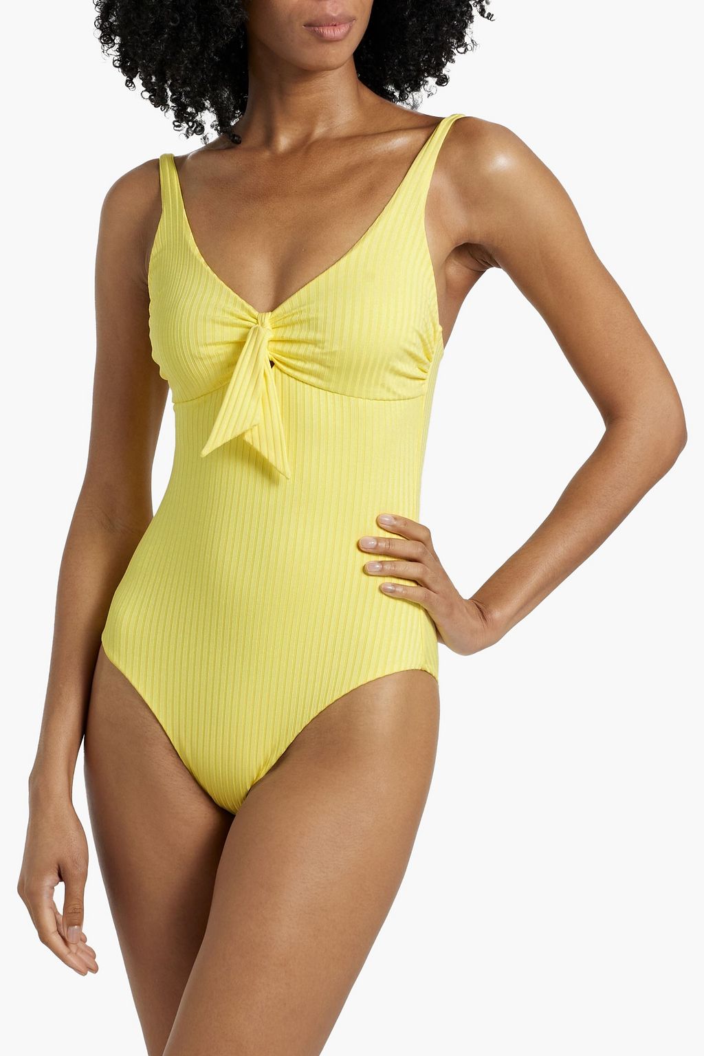 MELISSA ODABASH Lisbon knotted ribbed-knit underwired swimsuit