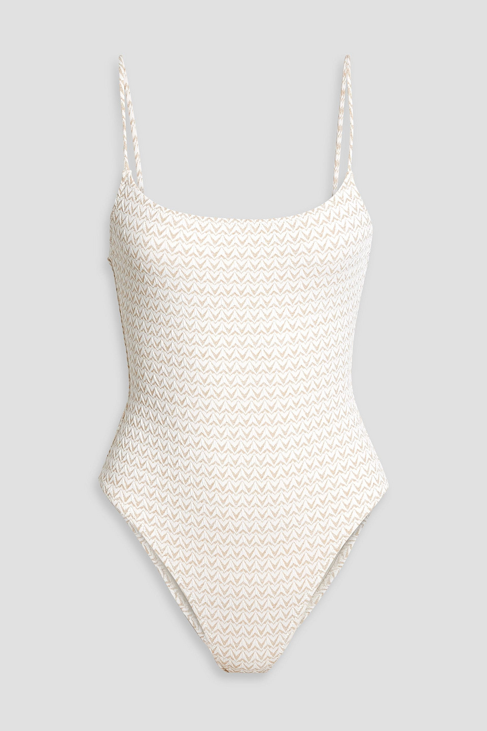 Solid & Striped The Renna Metallic Stretch-jacquard Swimsuit